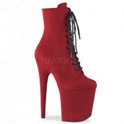 High Platforms Ankle Boots Pleaser FLAMINGO-1020FS Red Faux Suede Nubuck
