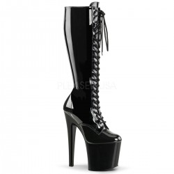 High Platforms Knee Boots Pleaser TABOO-2023 Black patent