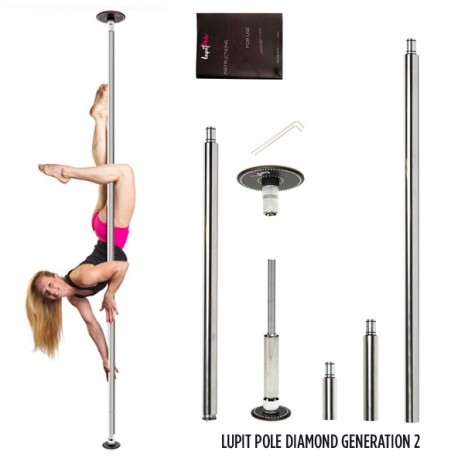 Barre de Pole Dance Lupit Pole Diamond Stainless Inox 42mm - Generation 2