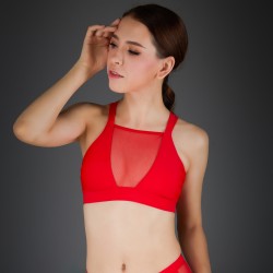 Top Mesh Spizy Active Wear Rosso
