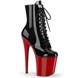 High Platforms Ankle Boots Pleaser FLAMINGO-1020 Black patent/ Red