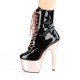 High Platforms Ankle Boots Pleaser ADORE-1020 Black patent/ Rose gold Chrome