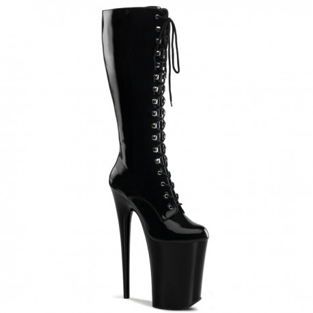 High Platforms Knee Boots Pleaser INFINITY-2020 Black Patent
