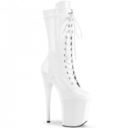 High Platforms Ankle Boots Pleaser FLAMINGO-1050 White Patent