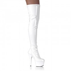 High Platforms Thigh High Boots Pleaser ADORE-3000 White patent