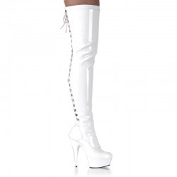 Platforms Thigh High Boots Pleaser DELIGHT-3063 White patent