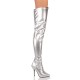 High Heels Thigh High Boots Pleaser SEDUCE-3000 Silver