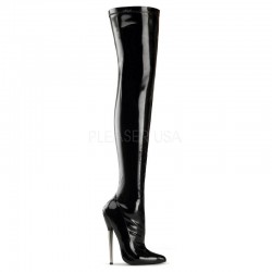 Thigh High Boots Extreme Devious DAGGER-3000 Black patent