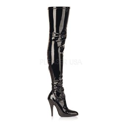 High Heels Thigh High Boots Pleaser SEDUCE-3000 Black patent