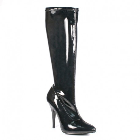High Heels Knee Boots Pleaser SEDUCE-2000 Black patent