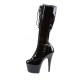 High Platforms Knee Boots Pleaser ADORE-2023 Black Patent