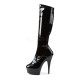 Platforms Knee Boots Pleaser DELIGHT-2000 Black patent