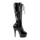 Platforms Knee Boots Pleaser DELIGHT-2023 Black patent