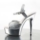 Platforms Sandals Pleaser DELIGHT-609G Silver Glitter and Chrome