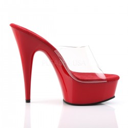 Platforms Heels Mules Pleaser DELIGHT-601 Clear/Red